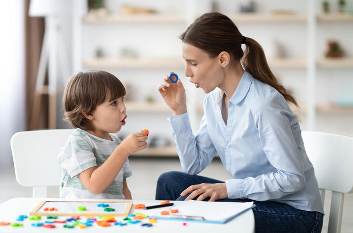Child getting speech treatment