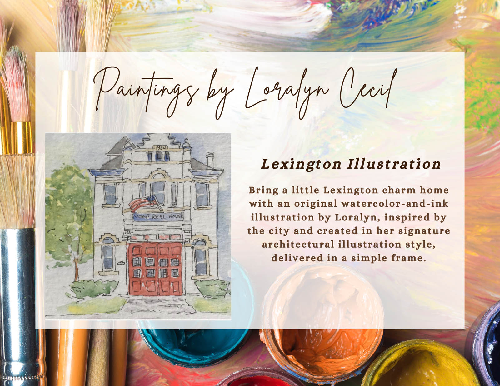 Painting of a Lexington building by Loralyn Cecil