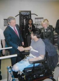 Billie J. Randolph, George W. Bush, and Triple Amputee Veteran