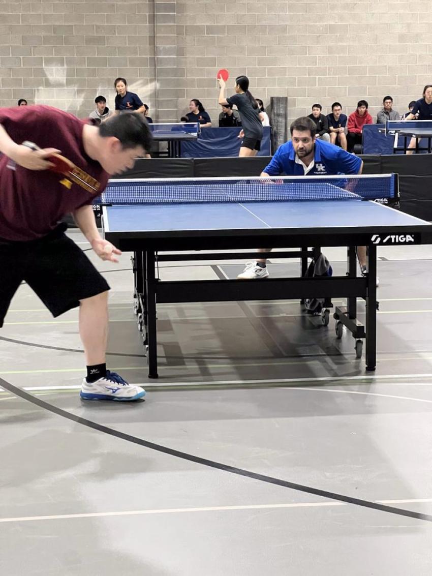 Felipe playing table tennis