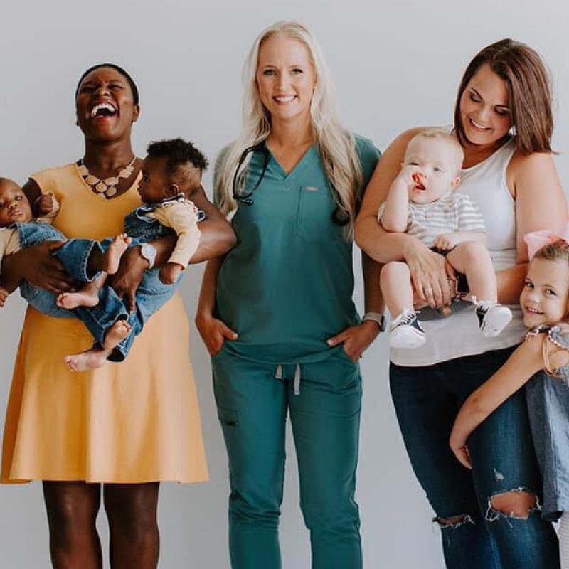 Ashley Plowman, PT, DPT with clients