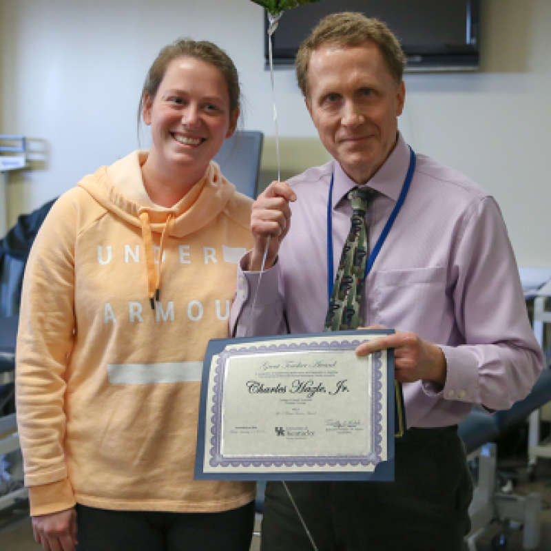 Chuck Hazle with award