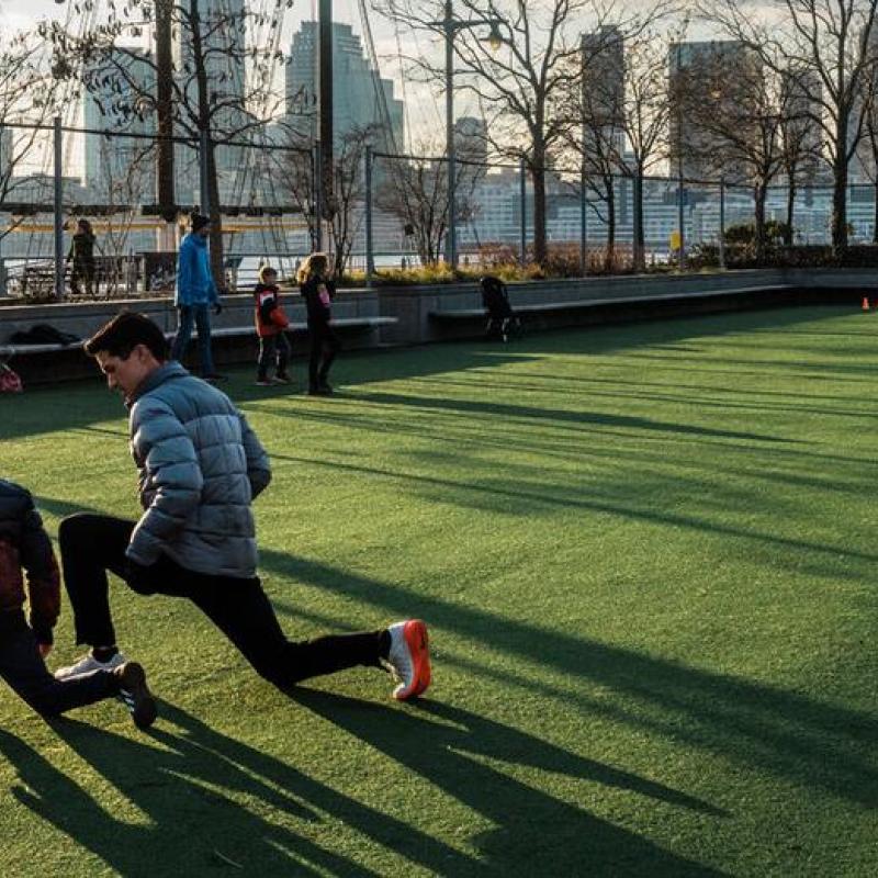 People stretching before workout
