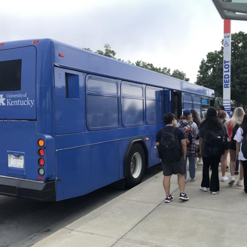 Students at UK bus stop