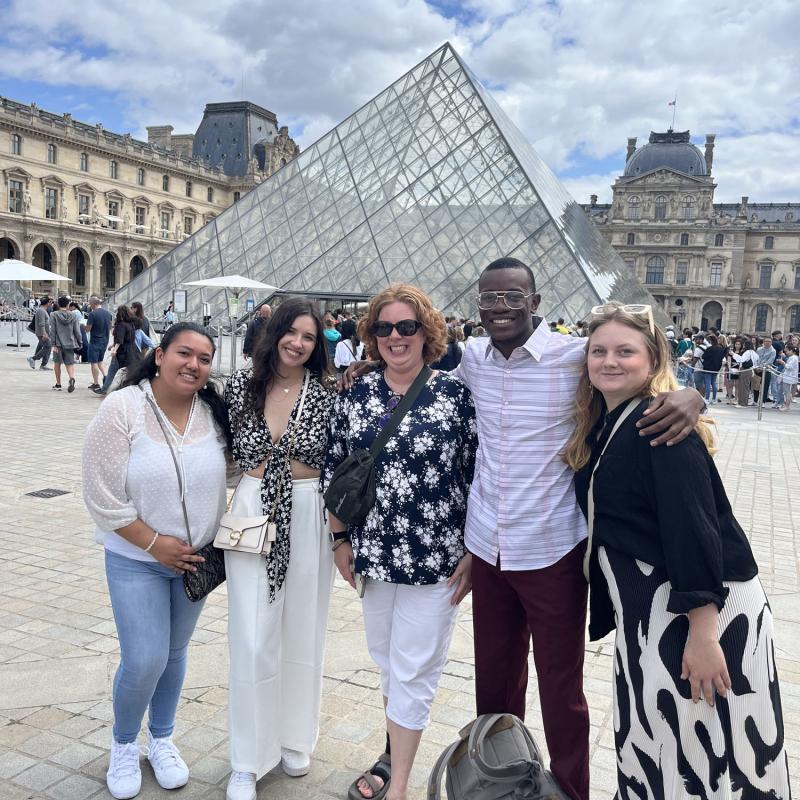 Students in front of the Louvre