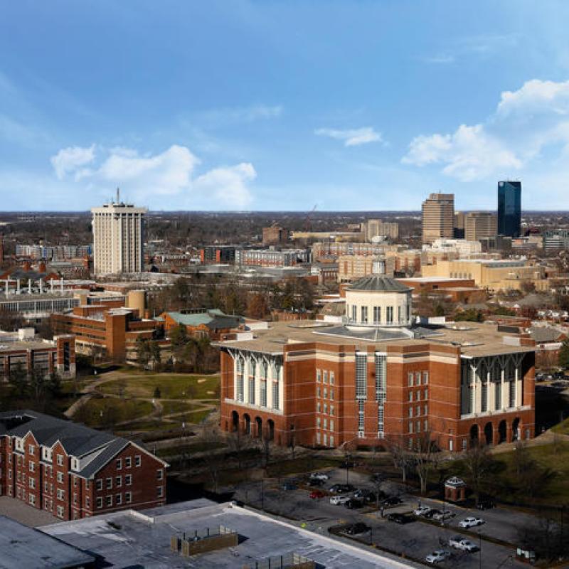 aerial shot of campus