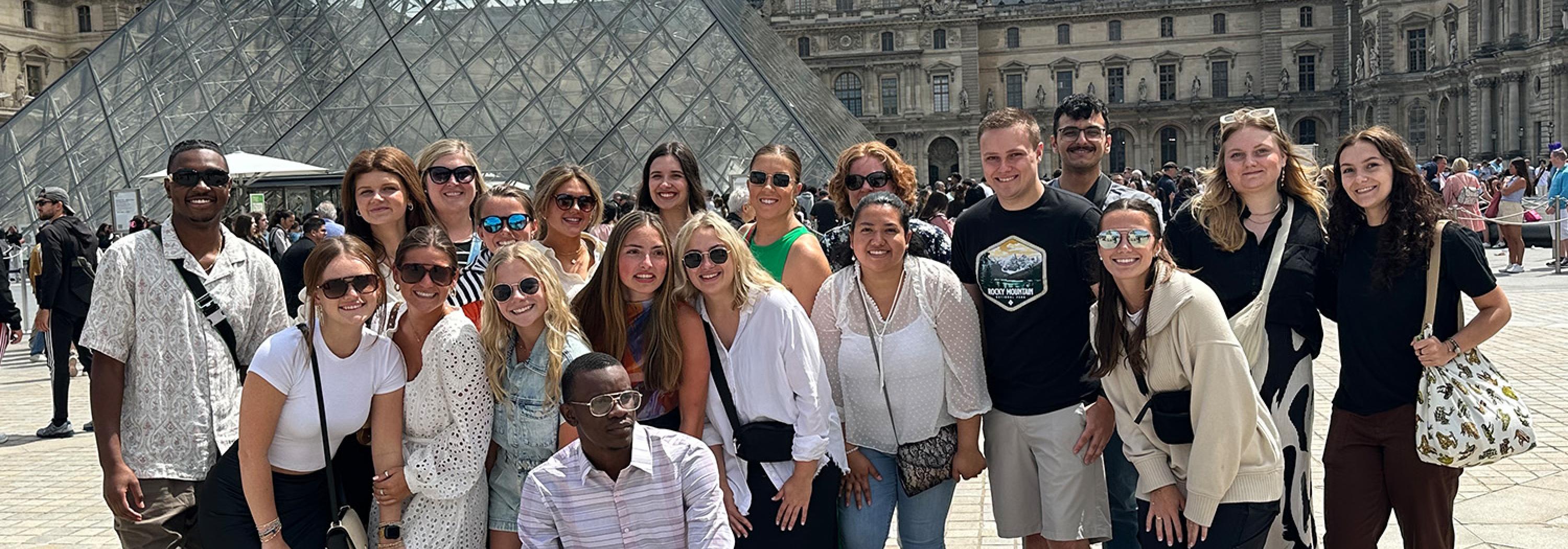 Students in front of the Louvre