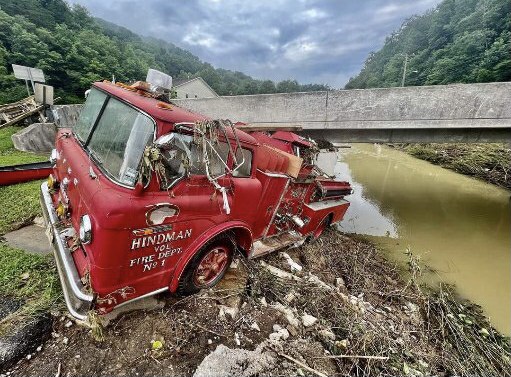 Firetruck taken by flood