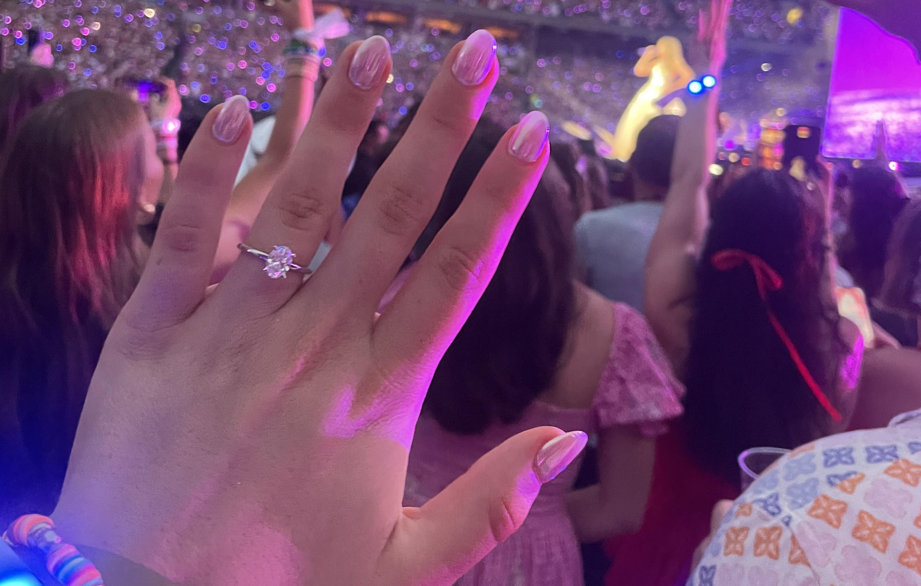 Engagement ring on ANa Stone's hand