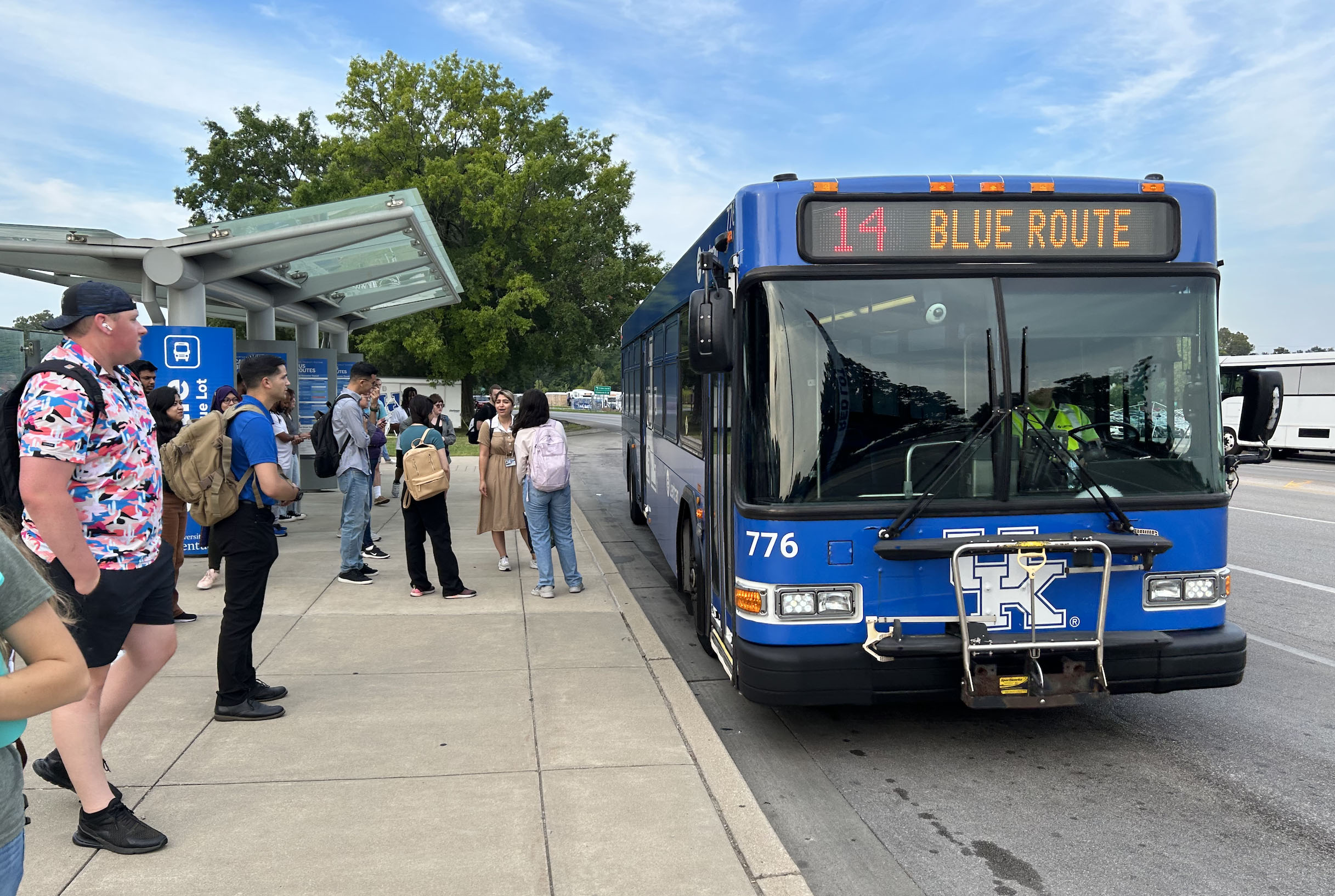 Students getting on bus