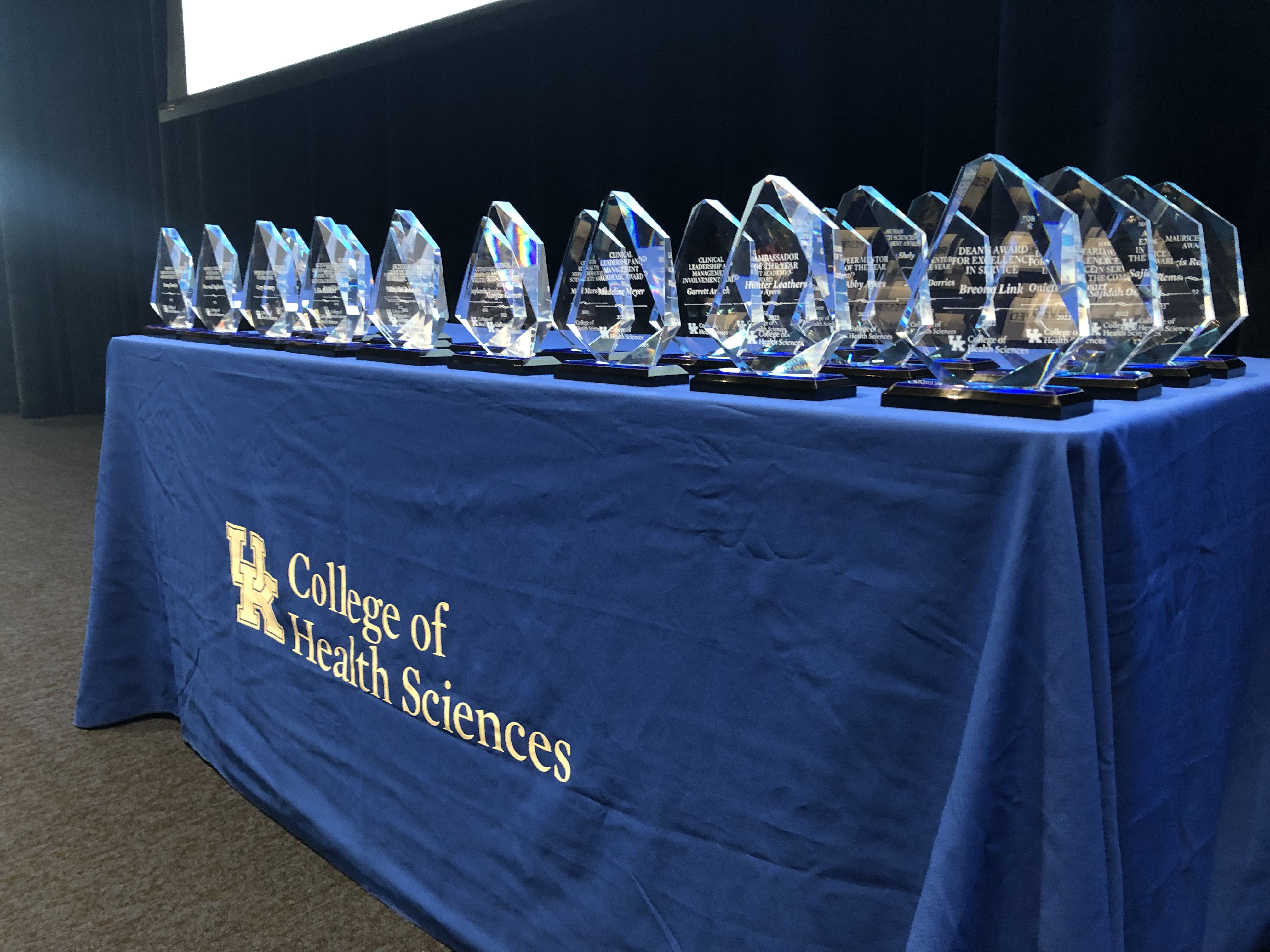 Awards sitting on table