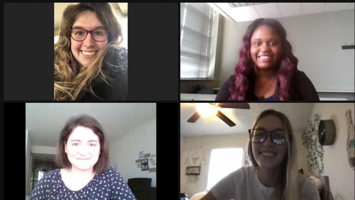 Caci, Ivory, Ally, and Hannah on Zoom session