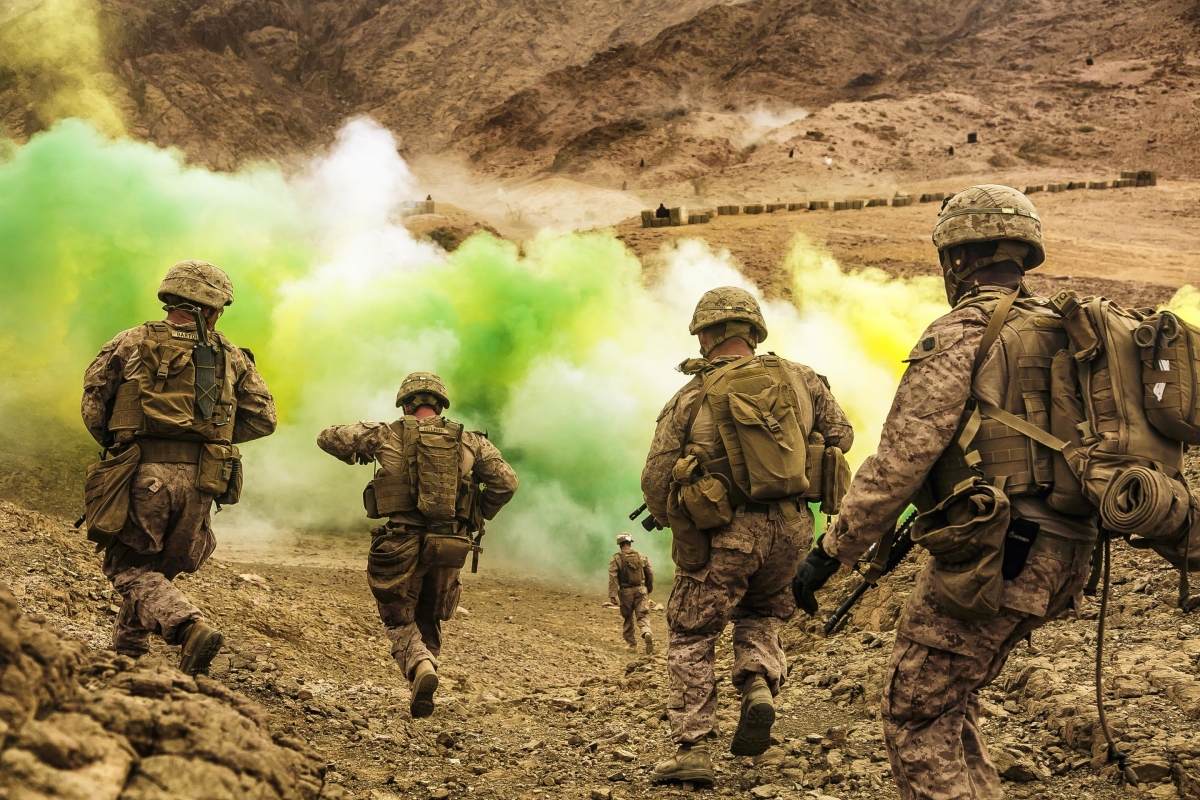 US Military Members Walking